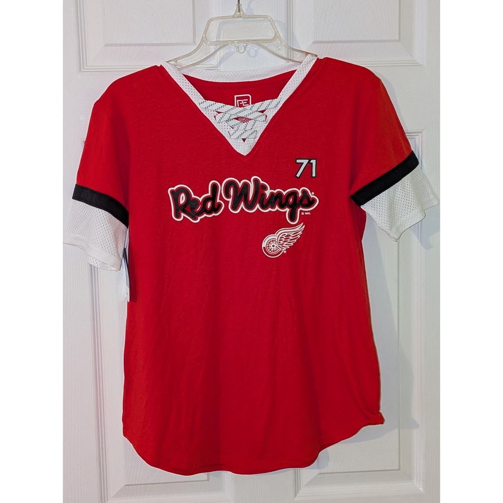 Pro Edge Red Wings Larkin 71‎ NHL Hockey Jersey T-Shirt Lace Up Women's S NWY